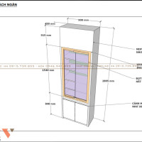 Mẫu tủ trang sức rời có kích thước 900 mm x 450 mm x 2895 mm